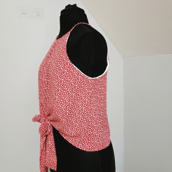 Abbeline High Neck Sleeveless Thin Strap Keyhole Tie Front Crop Top Medium - Picture 4 of 9